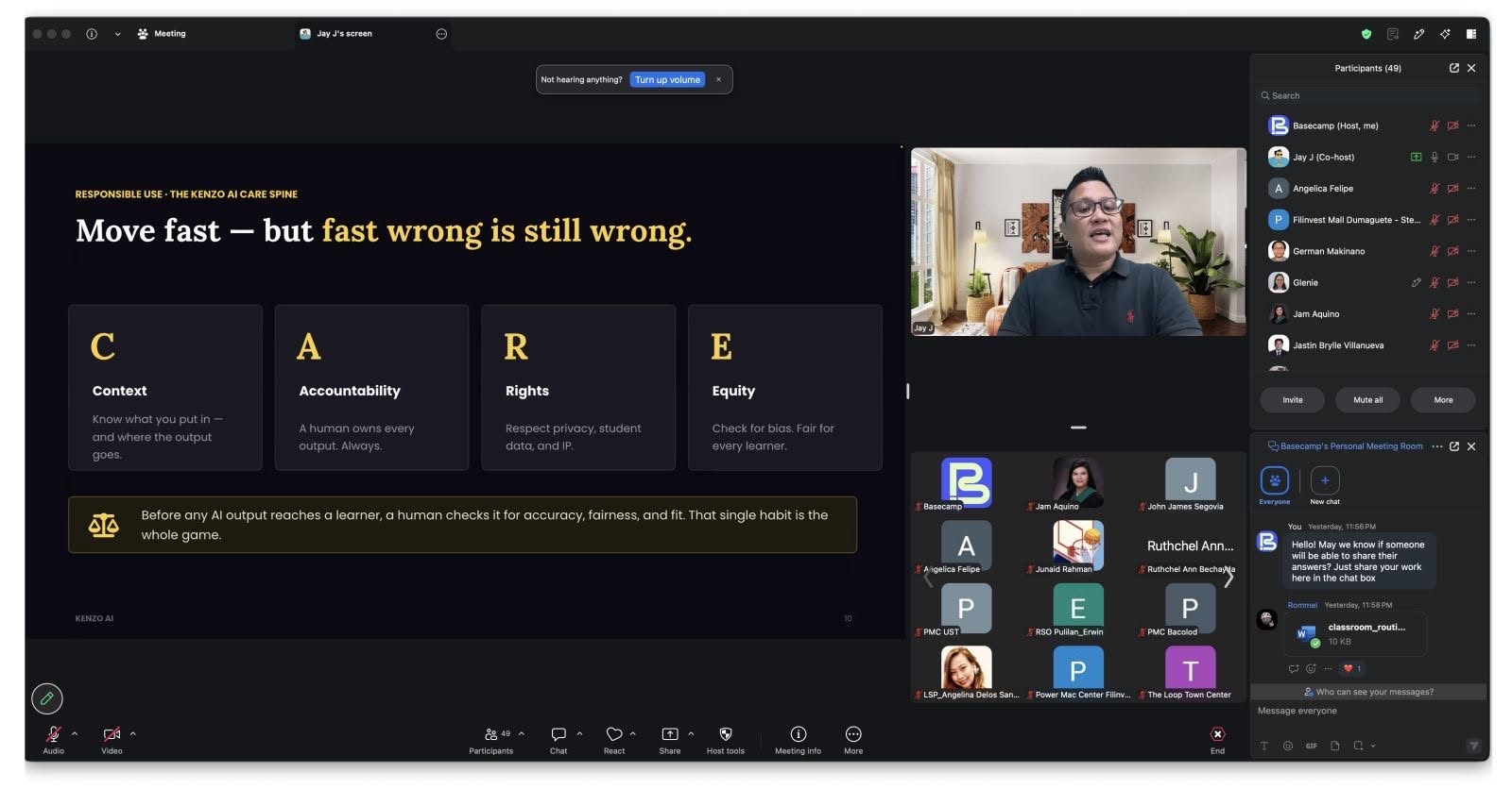 Kenzo AI virtual session with Power Mac store personnel joining online